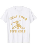 Men's T-Shirt Shut Your Five Hole Cartoon Hockey Sticks And Puck Sports Figure