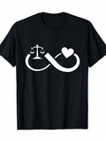 Men's T-Shirt Infinity Line With Heart And Justice Scale On Black Shirt