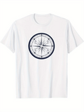 Men's T-Shirt Intricate Nautical Design With Navigational Lines And Compass Rose Central Compass