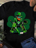 Men's T-Shirt Lucky Green Ice Field Clover And Hockey Goalie