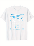 Men's T-Shirt Blue Flag Pennants With Stars Number Seventy Three Under Celebration Theme