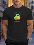 Men's T-Shirt Rio Carnival Festive Drums With Bright Colors And Carnival Mask