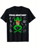 Men's T-Shirt Frog Anatomy Playful Science Icons Surrounding Dissected Green Frog