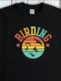 Men's T-Shirt Birding Sunset Sky With Flying Birds Over Calm Horizon