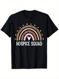 Men's T-Shirt Hospice Squad Pink Leopard Rainbow With Hearts And White Lettering Rainbow