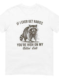 Men's T-Shirt If I Ever Get Rabies Funny Text With Sketchy Black And White Standing Raccoon