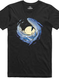Men's T-Shirt Mystical Blue Ocean Waves Surging Under Full Moonlight Shark