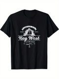 Men's T-Shirt Vintage Nautical Elements With Waves And Anchor Surrounding Key West Florida Sailboat