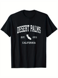 Men's T-Shirt Desert Palms California With Outlined State Map Graphic T Shirt