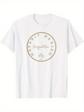 Men's T-Shirt Circular Sand Print With Handwritten Style Signature And Palm Tree