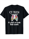 Men's T-Shirt CT Tech Colorful Ribcage Illustration With Bright Accents On Black Shirt