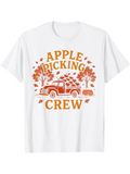 Men's T-Shirt Apple Picking Crew Vintage Truck With Falling Leaves Autumn Trees