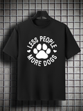 Men's T-Shirt Less People More Dogs Bold Paw Print Surrounded By Small Hearts T Shirt