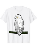 Men's T-Shirt Golden Eyed Snowy Owl Perched Quietly On Green Branch Owl