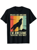 Men's T-Shirt Wolves Are Awesome Howling At Sunset With Mountain Wolf