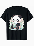Men's T-Shirt Cute Cartoon Panda Drinking Bubble Tea With Bamboo Leaves