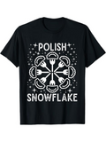 Men's T-Shirt Polish Snowflake With Pierogi Forks And Starburst Pattern