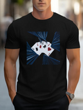 Men's T-Shirt Dramatic Sunburst With Playing Cards At Center Table