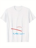 Men's T-Shirt Minimalist Red And Blue Lines Forming Abstract Seascape Hat