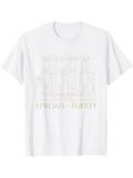 Men's T-Shirt Ephesus Turkey Ancient Ruins And Classical Line Art Library Building