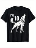 Men's T-Shirt Im 10 Howling White Wolf Standing Under Night Sky Wolf