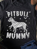 Men's T-Shirt Pitbull Mummy Wrapped In Bandages With Flying Bats And Stars Dog