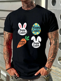 Men's T-Shirt Happy Easter With Easter Eggs Bunny And Carrot Graphic