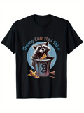 Men's T-Shirt Trashy Cute And Nice Raccoon Holding Pizza Inside Trash Can