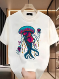 Men's T-Shirt Colorful Marine Life Among Gentle Ocean Currents Jellyfish