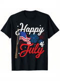 Men's T-Shirt Happy 4th July Patriotic Fireworks With American Flag Celebration TShirt