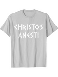 Men's T-Shirt Christos Anesti Bold Geometric Letters On Plain White Cotton T Shirt