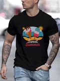 Men's T-Shirt Sweet Summer Ice Creams With Sun And Beach Scene