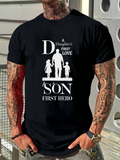 Men's T-Shirt Silhouetted Family Holding Hands With Inspirational Letters Father