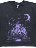 Men's T-Shirt Starlit Night Sky Reflected In Water Among Grasses With Large Sleeping Hippo