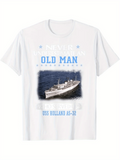 Men's T-Shirt Never Underestimate An Old Man With Uss Holland As 32 Warship