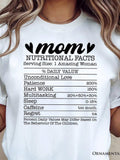 Women's T-Shirt Mom Nutritional Facts With Playful Serving Size And Heart Motifs T Shirt