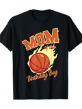 Men's T-Shirt Mom Birthday Boy Glowing Fire With Basketball In Motion