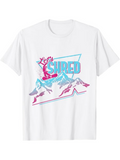 Men's T-Shirt Lets Shred Vibrant Winter Mountains With Snowboarder Under Blue Sky