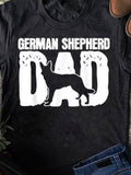 Men's T-Shirt German Shepherd Dad Bold Letters With Silhouette Of Strong Dog