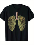 Men's T-Shirt Realistic Green Herbal Plants Forming Human Lungs Design Lungs