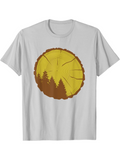 Men's T-Shirt Golden Tree Ring With Forest Silhouette Among Woodland Sunray Design