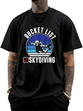 Men's T-Shirt Bucket List Skydiving Sunset Gradient With Silhouette And Cloudy Sky Skydiver