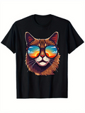Men's T-Shirt Vivid Summer Reflections With Vibrant Colors On Cool Cat