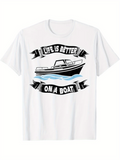 Men's T-Shirt Life Is Better On A Boat Ribbon Waves With Classic Motorboat White T Shirt