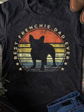 Men's T-Shirt Best Frenchie Dad Ever Retro Sunset With French Bulldog Silhouette