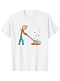 Men's T-Shirt Autumn Leaves Swept Into Piles By Cartoon Character