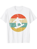 Men's T-Shirt Retro Sunset Stripes Behind Grunge Silhouette Of Snowboarder