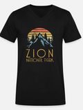 Men's T-Shirt Retro Sunset With Mountains And Pine Trees Zion National Park