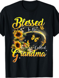 Men's T-Shirt Blessed To Be Called Grandma With Butterflies Sunflowers Glowing Streaks And Sparkling Accents Grandma