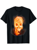 Men's T-Shirt Fiery Orange Glow In The Dark Surreal Lone Majestic Wolf
